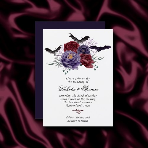 Creepy Beautiful  Dark Gothic Roses with Bats Invitation