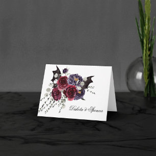Creepy Beautiful   Dark Gothic Roses with Bats Letterpress Thank You Card