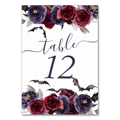 Creepy Beautiful  Dark Gothic Roses with Bats Table Number