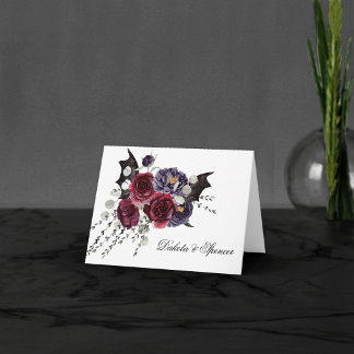 Creepy Beautiful | Dark Gothic Roses with Bats Thank You Card