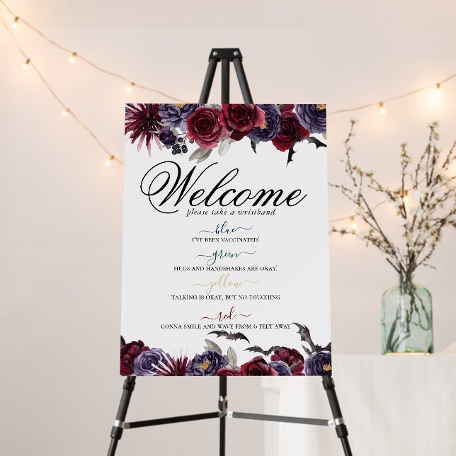 Creepy Beautiful | Gothic Bats Welcome Wrist Bands Foam Board (In Situ (Stand))