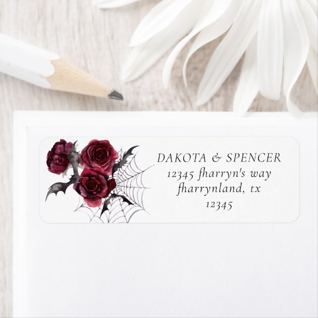 Creepy Beautiful | Gothic Floral and Bats Address Label (Insitu)
