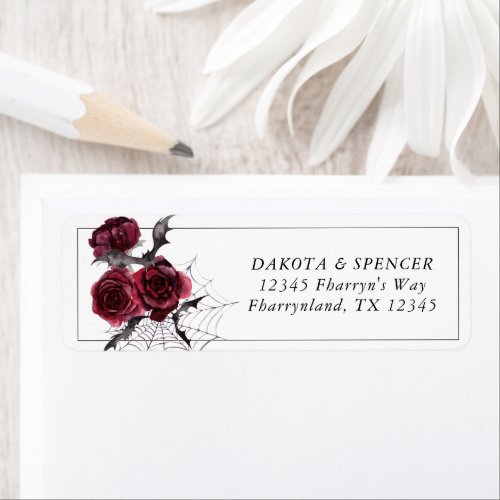 Creepy Beautiful  Gothic Floral and Bats Address Label