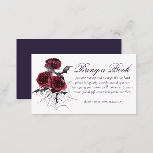Creepy Beautiful  Gothic Floral Baby Book Request Enclosure Card