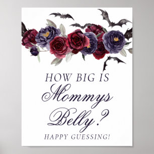Creepy Beautiful Gothic Floral Bats Mommys Belly Poster