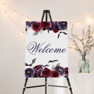Creepy Beautiful Gothic Floral Bats Welcome Foam Board