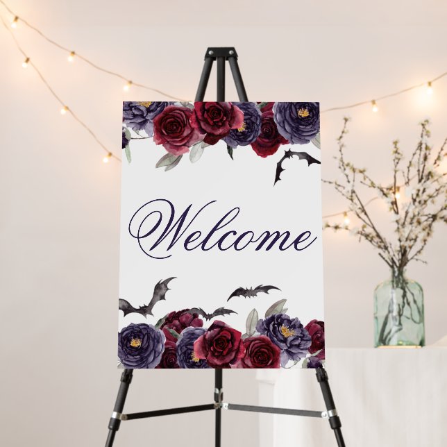 Creepy Beautiful | Gothic Floral Bats Welcome Foam Board (In Situ (Stand))