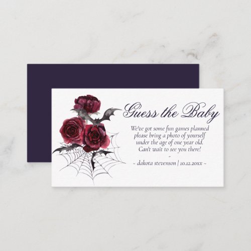 Creepy Beautiful  Gothic Floral Guess the Baby Enclosure Card