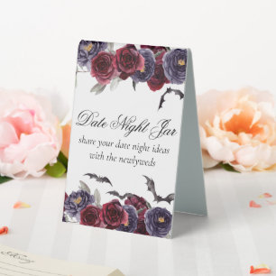 Creepy Beautiful Gothic Floral Sanitize Station Table Tent