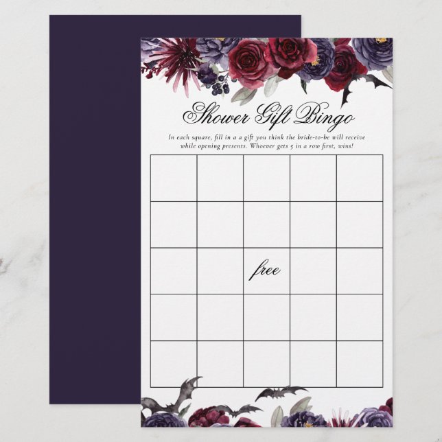Creepy Beautiful | Gothic Floral Shower Gift Bingo (Front/Back)