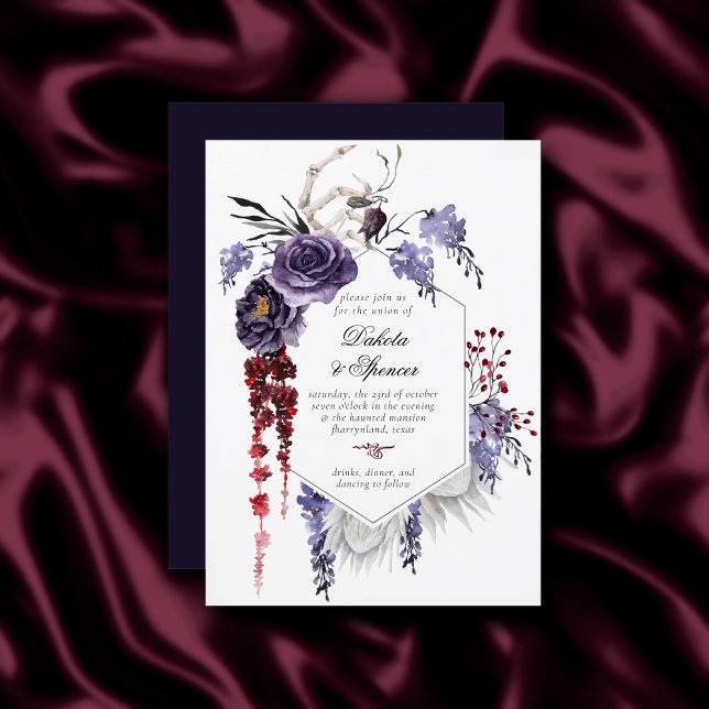 Creepy Beautiful | Gothic Floral Skeleton Wedding Invitation (Creator Uploaded)