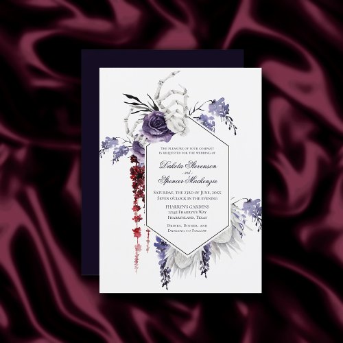Creepy Beautiful  Gothic Floral Skeleton Wedding Invitation