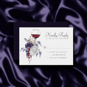 Creepy Beautiful   Gothic Red and Purple Floral RSVP Card