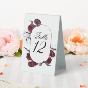 Creepy Beautiful   Gothic Red Rose Spider Web Table Tent