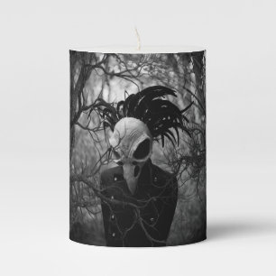 Creepy Bird Skull Halloween Pillar Candle
