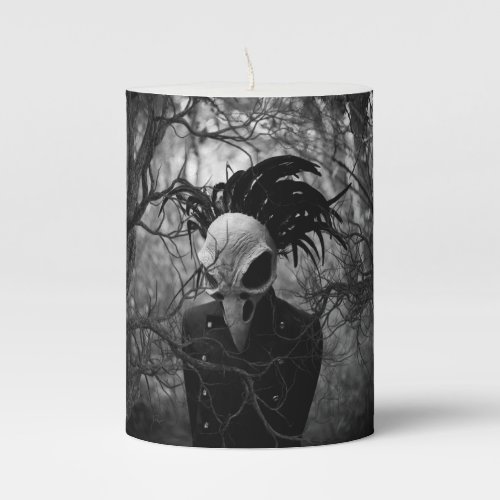 Creepy Bird Skull Halloween  Pillar Candle