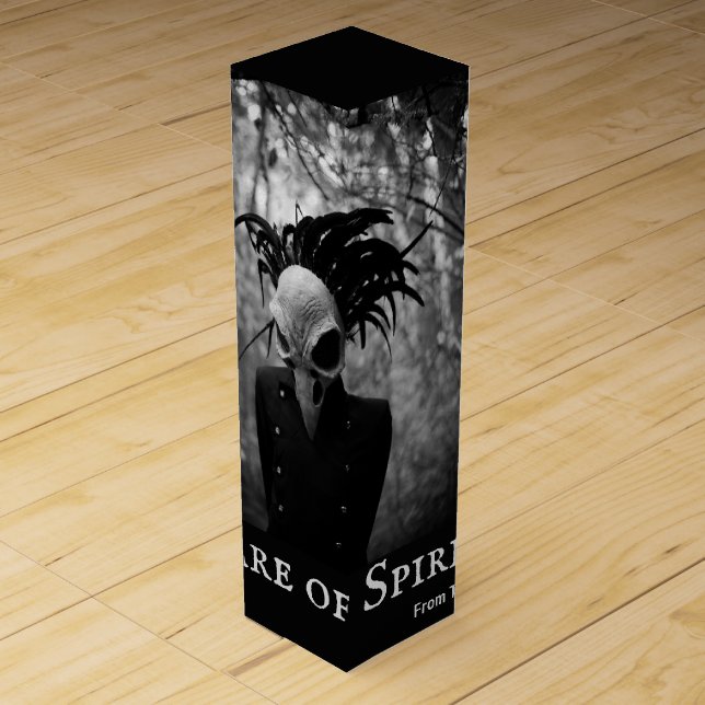 Creepy Bird Skull Halloween  Wine Box (Front)