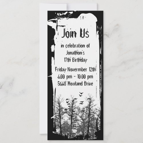 Creepy Birds And Trees Gothic Grunge Invitation
