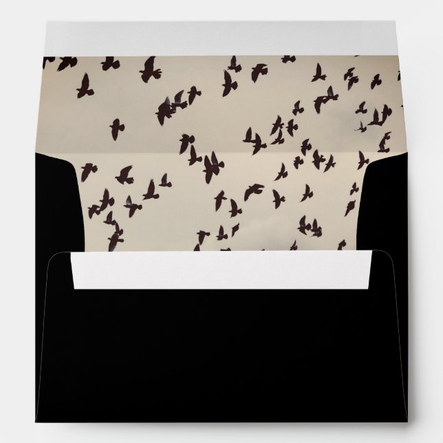 Creepy Birds Envelope in Black (Back (Bottom))