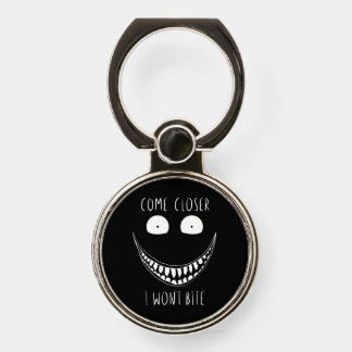 Creepy Black and White Face with Scary Text Phone Ring Stand