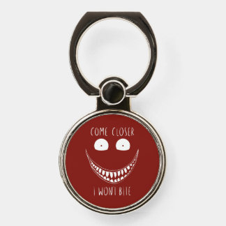 Creepy Black and White Face with Scary Text Phone Ring Stand