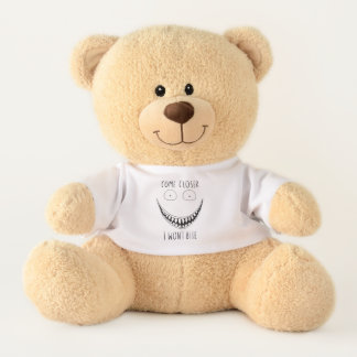 Creepy Black and White Face with Scary Text Teddy Bear