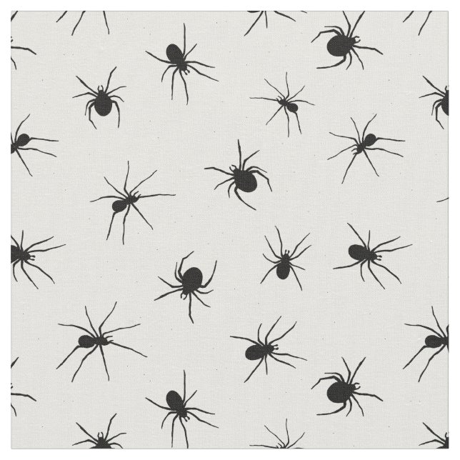 Creepy Black and White Spider Pattern Fabric (Close Up)