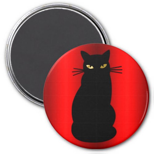 Creepy Black Cat Halloween Magnet