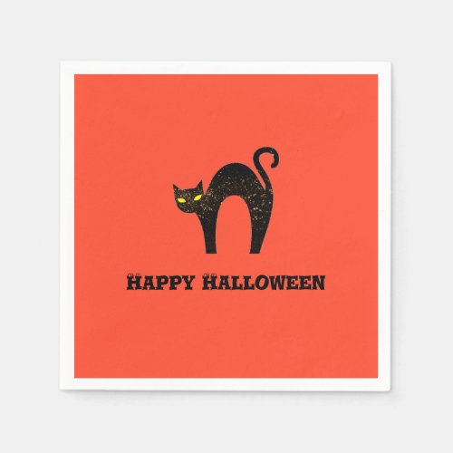 Creepy Black Cat Halloween  Napkins