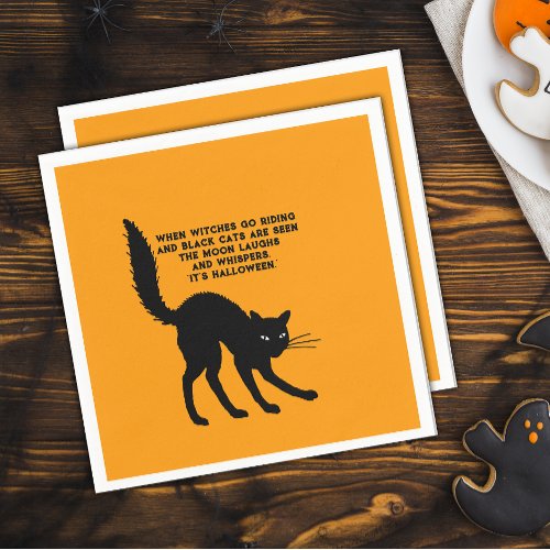 Creepy Black Cat Halloween Napkins