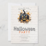Creepy Black Jack-O&#39; Lantern Halloween Party Invitation