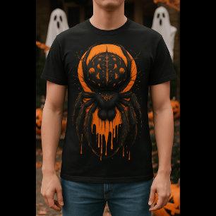 Creepy Black & Orange Spider Halloween T-Shirt