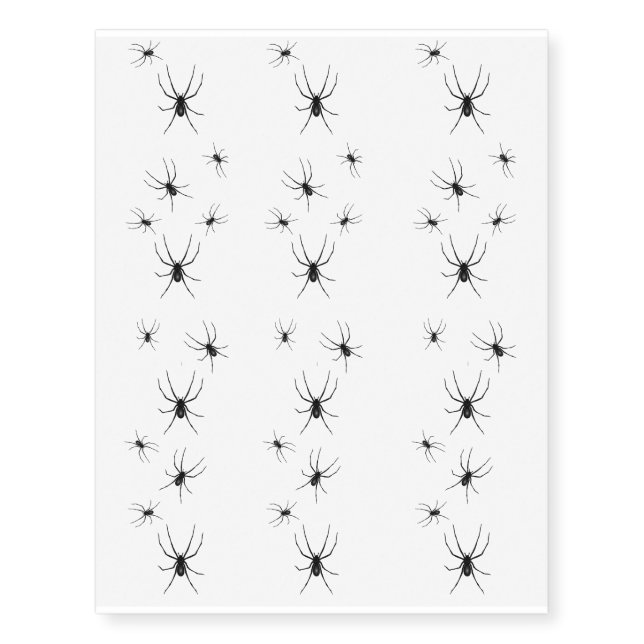 Creepy Black Spiders Halloween Temporary Tattoos (Front)