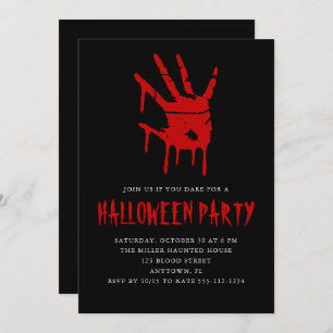 Creepy Blood Hand Print Adult Halloween Party  Invitation
