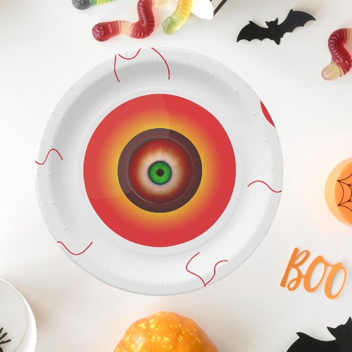 Creepy Bloodshot Eyeball Halloween Paper Plates