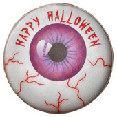 Creepy Bloodshot Eyeball Happy Halloween Chocolate Covered Oreo (Front)