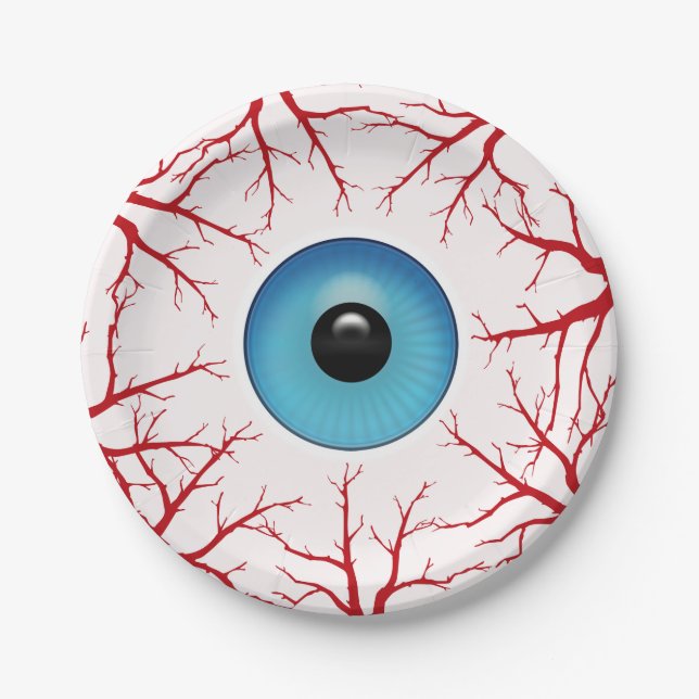 Creepy Bloodshot Eyeball Paper Plates (Front)