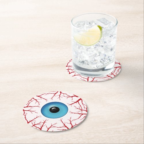 Creepy Bloodshot Eyeball Round Paper Coaster