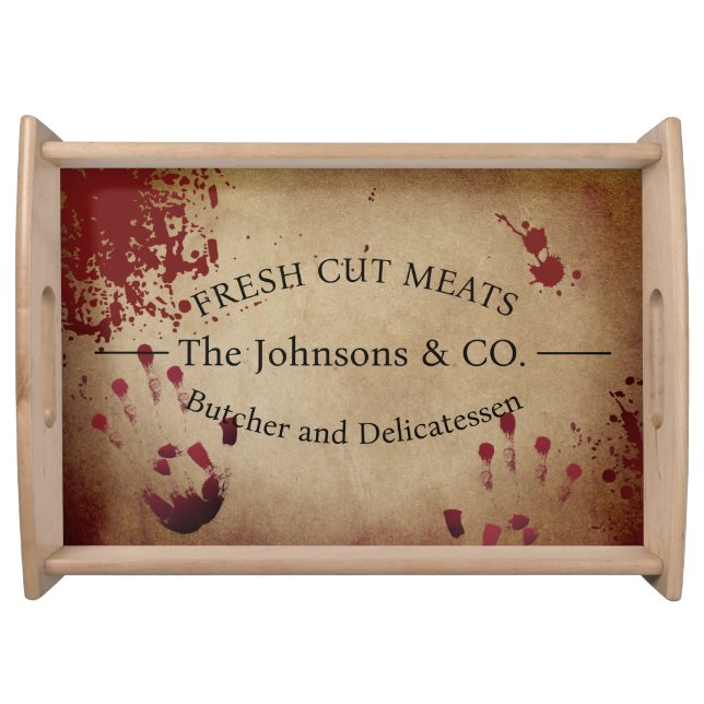 Creepy Bloody Custom Butcher Serving Tray (Front)