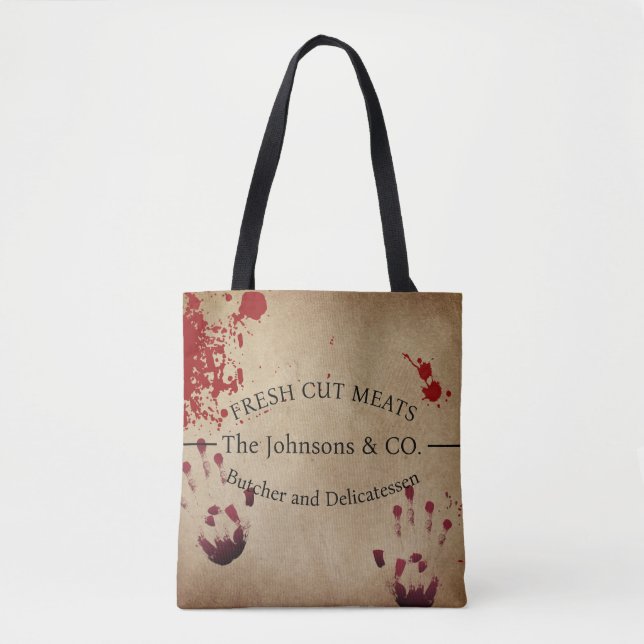 Creepy Bloody Custom Butcher Tote Bag (Front)