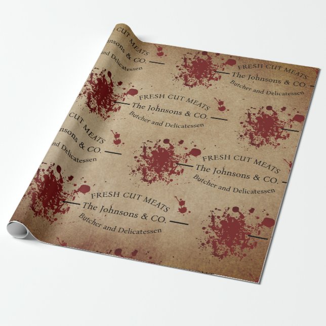 Creepy Bloody Custom Butcher Wrapping Paper (Unrolled)