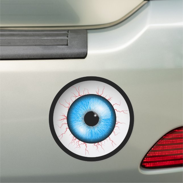 Creepy Blue Eyeball Car Magnet (In Situ)
