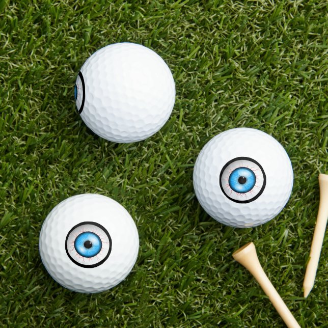 Creepy Blue Eyeball Golf Balls (Insitu Grass)