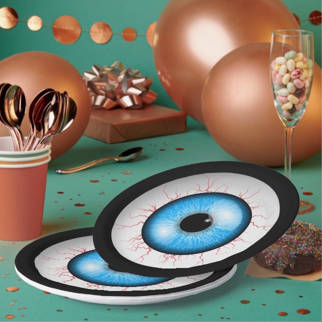 Creepy Blue Eyeball Paper Plates (Multi)