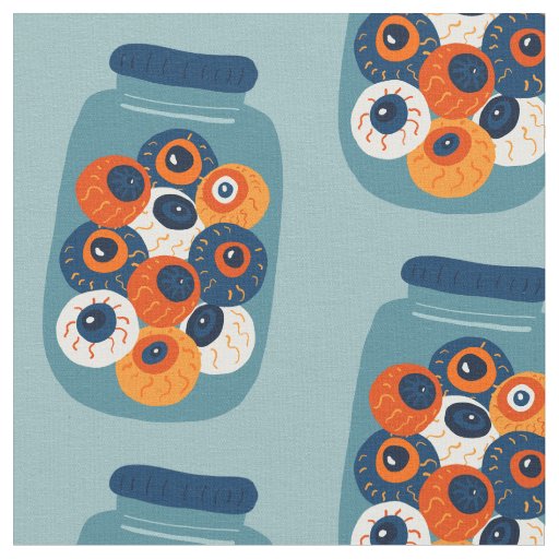 creepy blue halloween witch eyes eyeball jar fabric