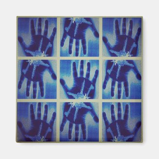 creepy blue hand magnet