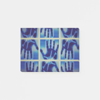 creepy blue hand post-it notes