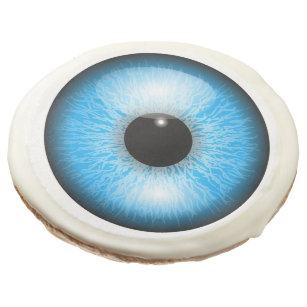 Creepy Blue Realistic Eyeball Print Halloween Sugar Cookie
