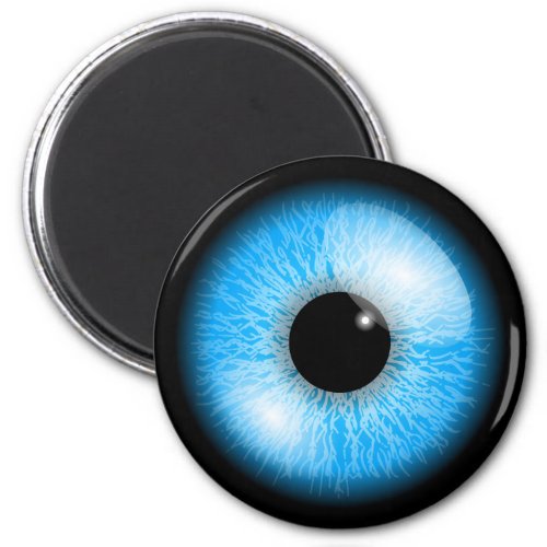 Creepy Blue Realistic Eyeball Print Magnet
