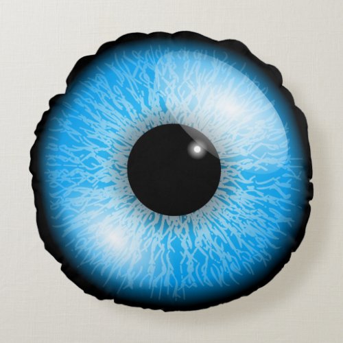 Creepy Blue Realistic Eyeball Round Pillow